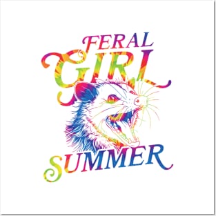 feral girl summer funny possum tie dye Posters and Art